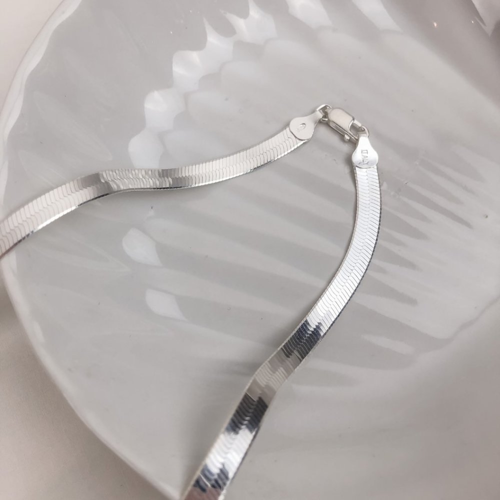925 Herringbone Silver Chain Herringbone Silver Chain Necklace Herringbone Chain - Picture 4 of 7